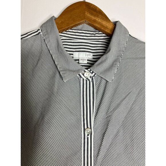 J Jill Womens XL Striped Button Down Gray White Long Sleeve Shirt - Picture 3 of 9